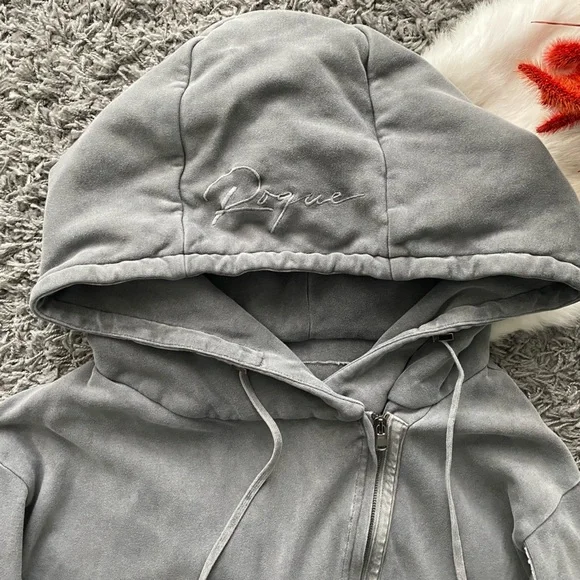 ROQUE Vintage Style Heavyweight Cotton Zip-Up Hoodie - Picture 2 of 10